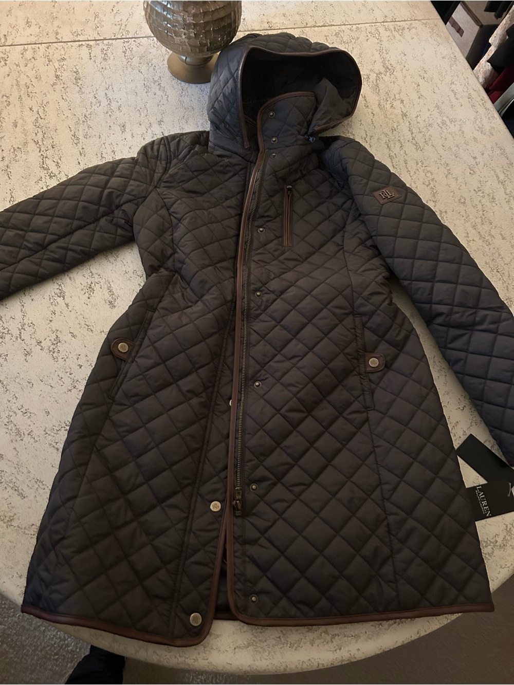 Ralph Lauren nwt-Women's Quilted Hooded Coat - olive